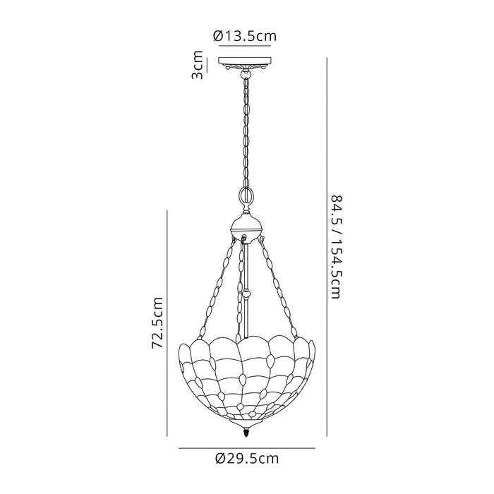 Regal Lighting SL-1441 2 Light 30cm Tiffany Uplighter Pendant Beige With Clear Crystal Shade