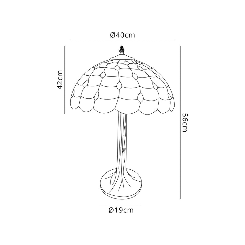 Regal Lighting SL-1439 2 Light Tree Tiffany Table Lamp 40cm Beige With Clear Crystal Shade
