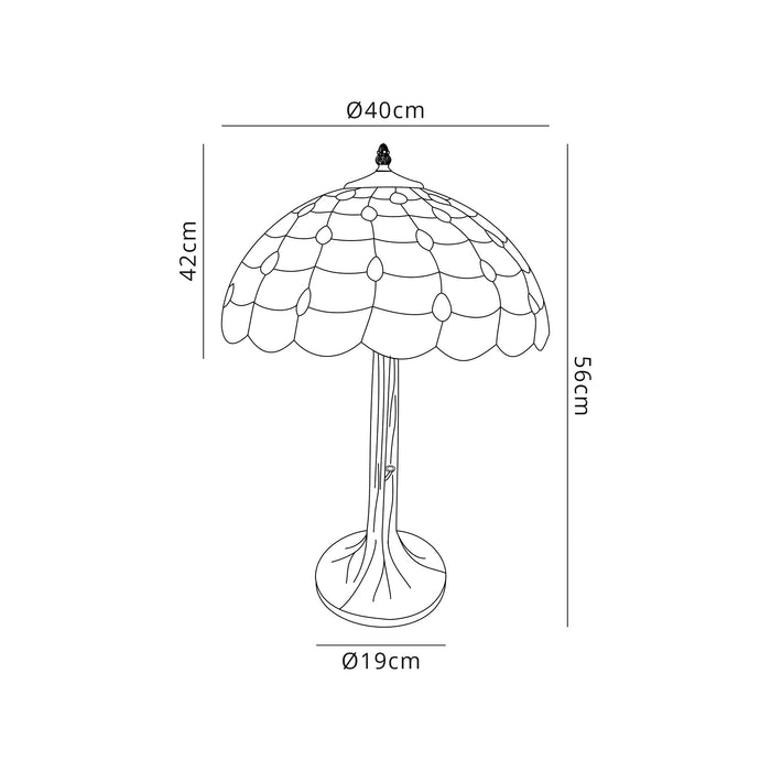 Regal Lighting SL-1439 2 Light Tree Tiffany Table Lamp 40cm Beige With Clear Crystal Shade