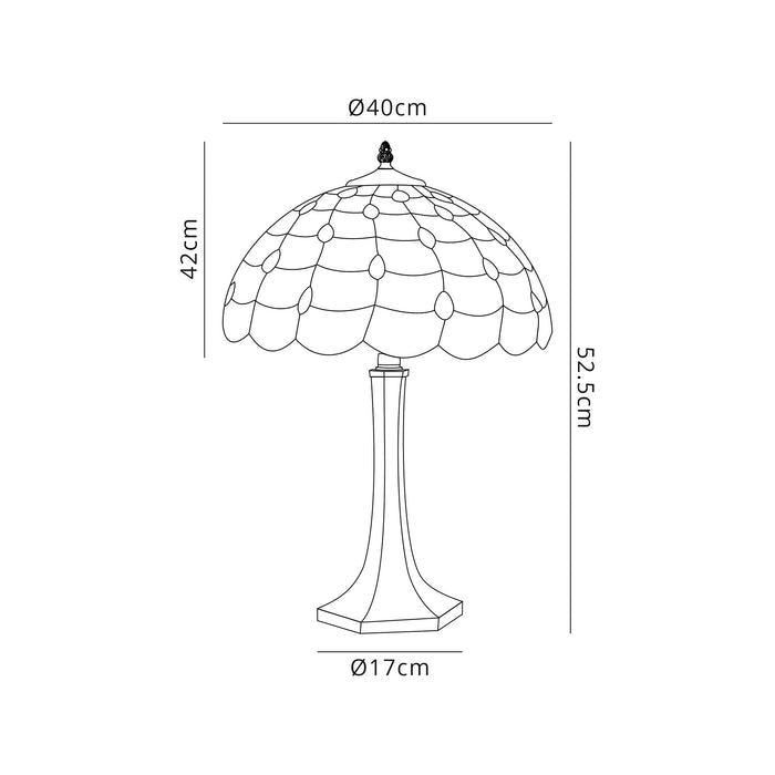 Regal Lighting SL-1437 2 Light Octagonal Tiffany Table Lamp 40cm Beige With Clear Crystal Shade