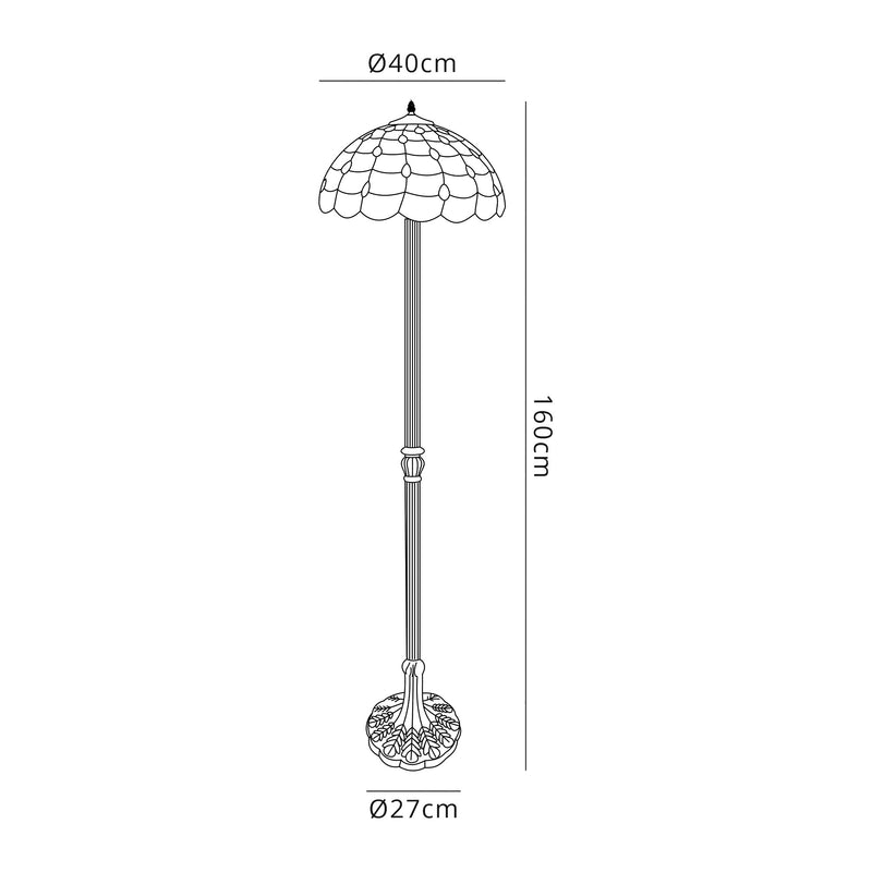Regal Lighting SL-1430 2 Light Leaf Tiffany Floor Lamp 40cm Beige With Clear Crystal Shade