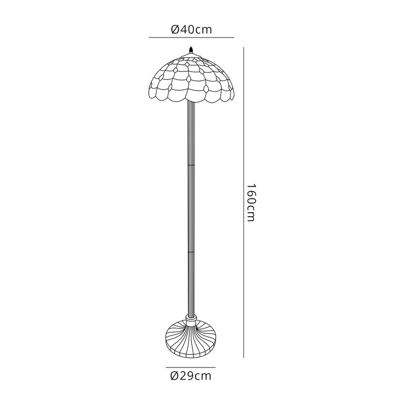 Regal Lighting SL-1429 2 Light Stepped Tiffany Floor Lamp 40cm Beige With Clear Crystal Shade