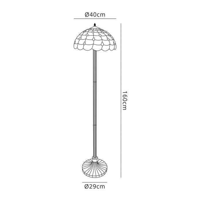 Regal Lighting SL-1429 2 Light Stepped Tiffany Floor Lamp 40cm Beige With Clear Crystal Shade