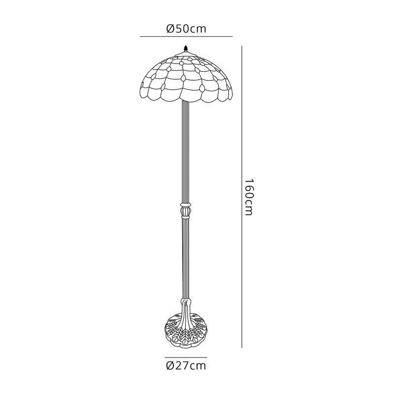 Regal Lighting SL-1423 2 Light Leaf Tiffany Floor Lamp 50cm Beige With Clear Crystal Shade