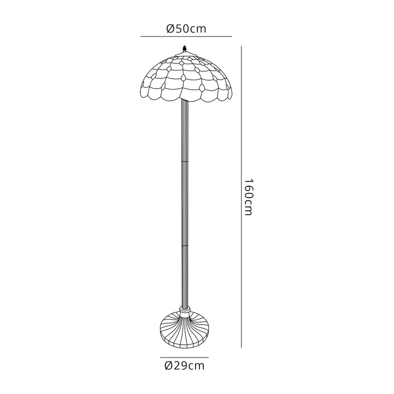 Regal Lighting SL-1422 2 Light Stepped Tiffany Floor Lamp 50cm Beige With Clear Crystal Shade