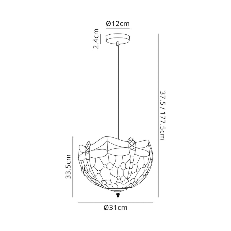 Regal Lighting SL-1421 1 Light 30cm Tiffany Uplighter Pendant Blue And Orange With Clear Crystal Shade