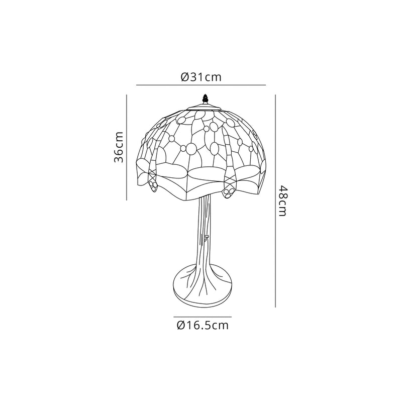 Regal Lighting SL-1420 1 Light Tree Tiffany Table Lamp 30cm Blue And Orange With Clear Crystal Shade