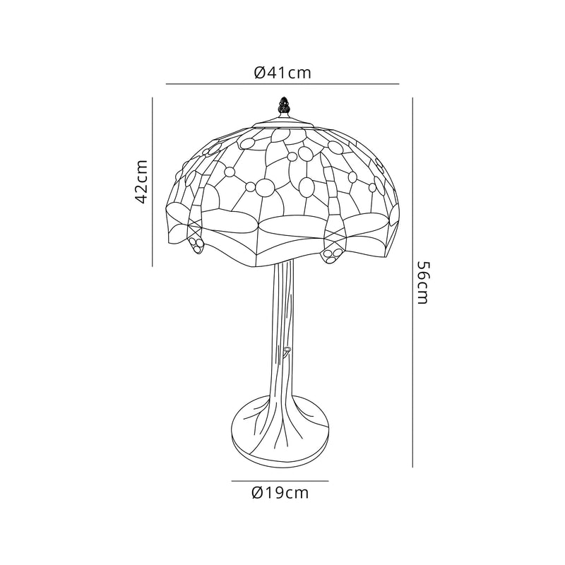 Regal Lighting SL-1410 2 Light Tree Tiffany Table Lamp 40cm Blue And Orange With Clear Crystal Shade