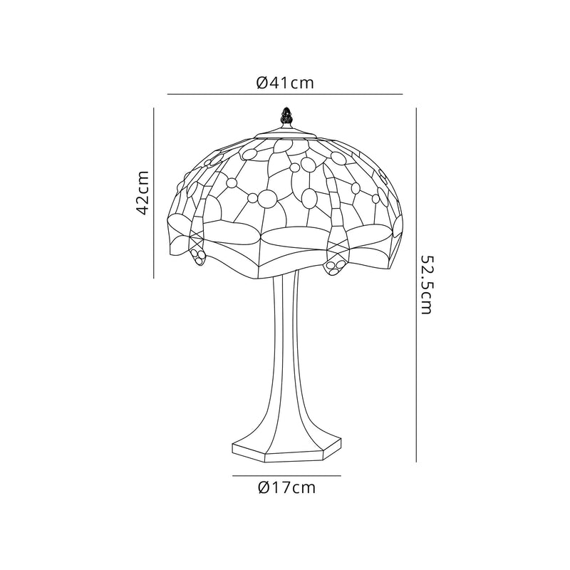 Regal Lighting SL-1409 2 Light Octagonal Tiffany Table Lamp 40cm Blue And Orange With Clear Crystal Shade