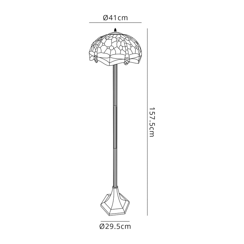 Regal Lighting SL-1403 2 Light Octagonal Tiffany Floor Lamp 40cm Blue And Orange With Clear Crystal Shade