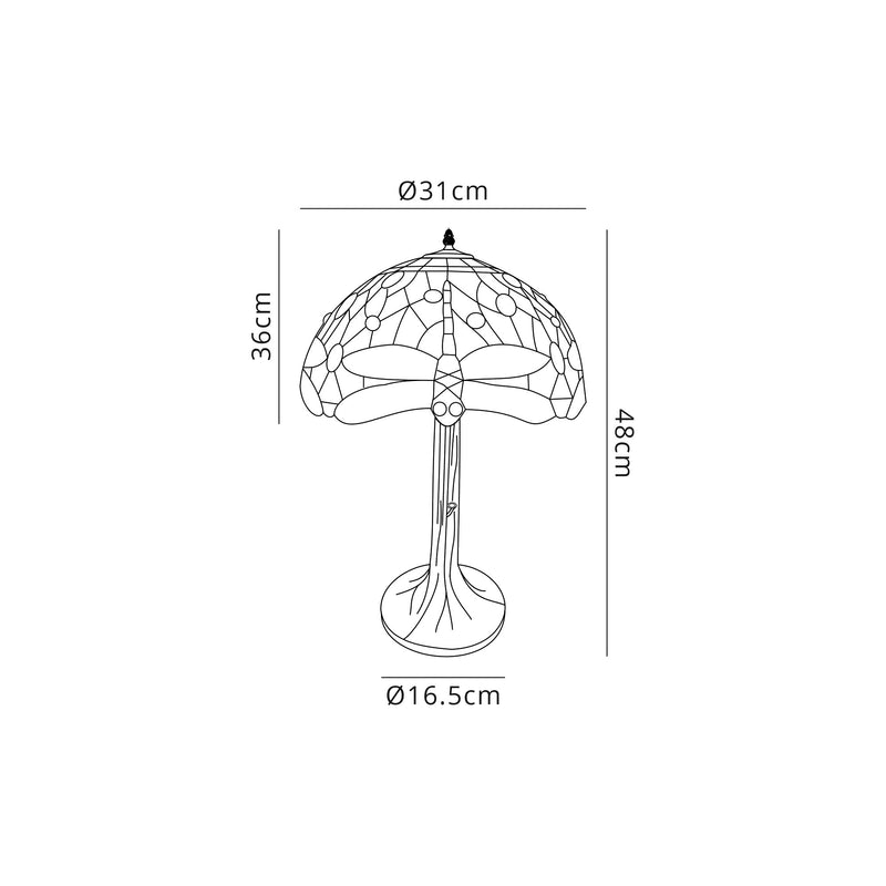 Regal Lighting SL-1399 1 Light Tree Tiffany Table Lamp 30cm Purple And Pink With Clear Crystal Shade