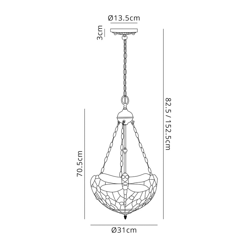 Regal Lighting SL-1391 2 Light 30cm Tiffany Uplighter Pendant Purple And Pink With Clear Crystal Shade