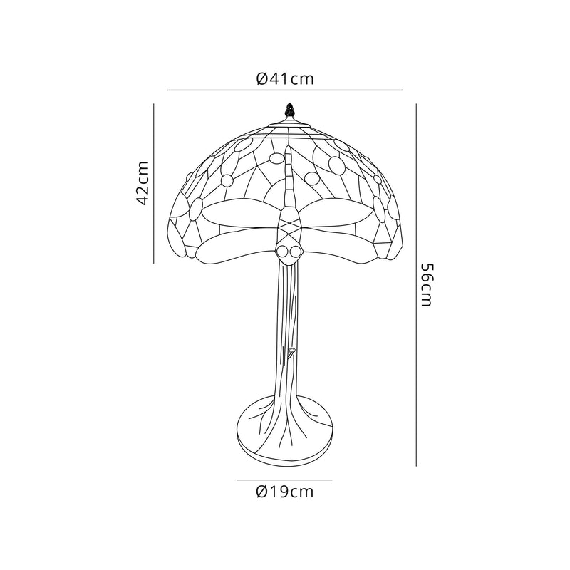 Regal Lighting SL-1389 2 Light Tree Tiffany Table Lamp 40cm Purple And Pink With Clear Crystal Shade