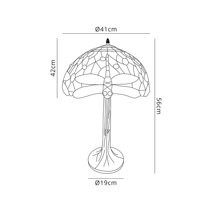 Regal Lighting SL-1389 2 Light Tree Tiffany Table Lamp 40cm Purple And Pink With Clear Crystal Shade