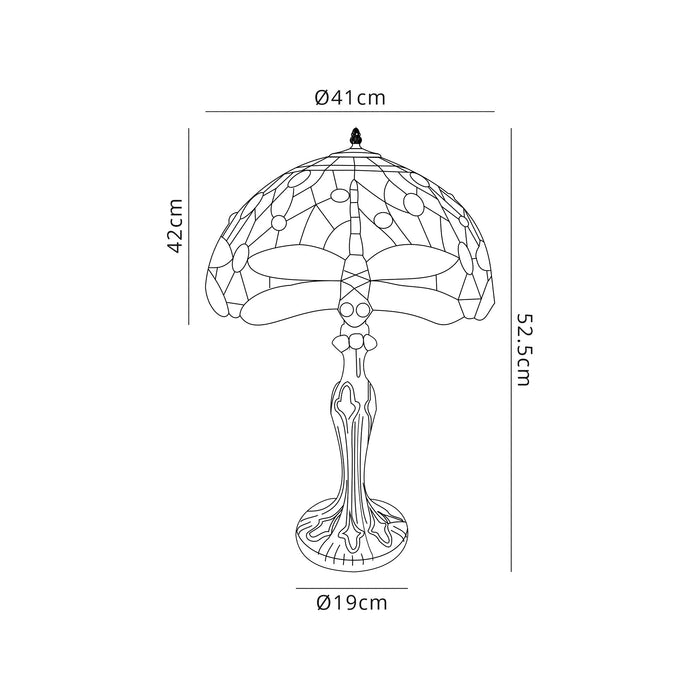 Regal Lighting SL-1388 2 Light Curved Tiffany Table Lamp 40cm Purple And Pink With Clear Crystal Shade