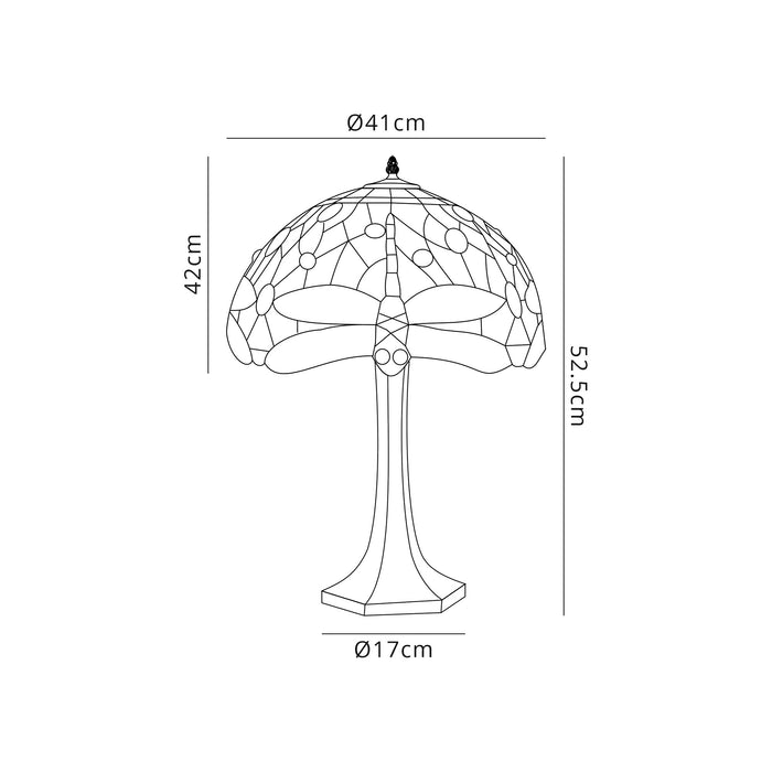 Regal Lighting SL-1387 2 Light Octagonal Tiffany Table Lamp 40cm Purple And Pink With Clear Crystal Shade