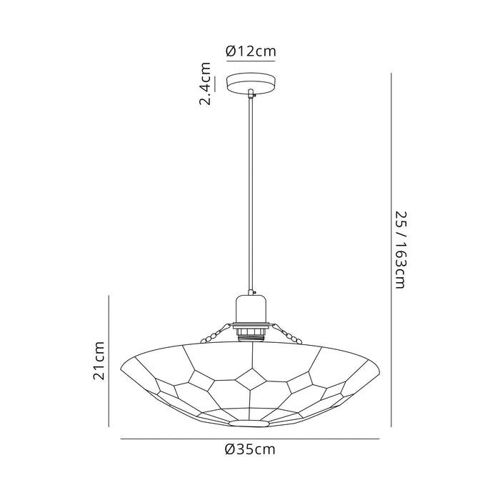 Regal Lighting SL-1345 1 Light 35cm Tiffany Pendant  Amber And Cream With Clear Crystal Shade