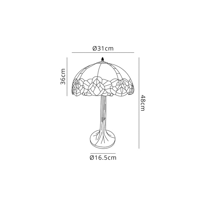 Regal Lighting SL-1343 1 Light Tree Tiffany Table Lamp 30cm Blue With Clear Crystal Shade