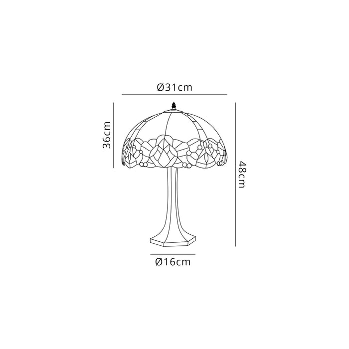 Regal Lighting SL-1341 1 Light Octagonal Tiffany Table Lamp 30cm Blue With Clear Crystal Shade