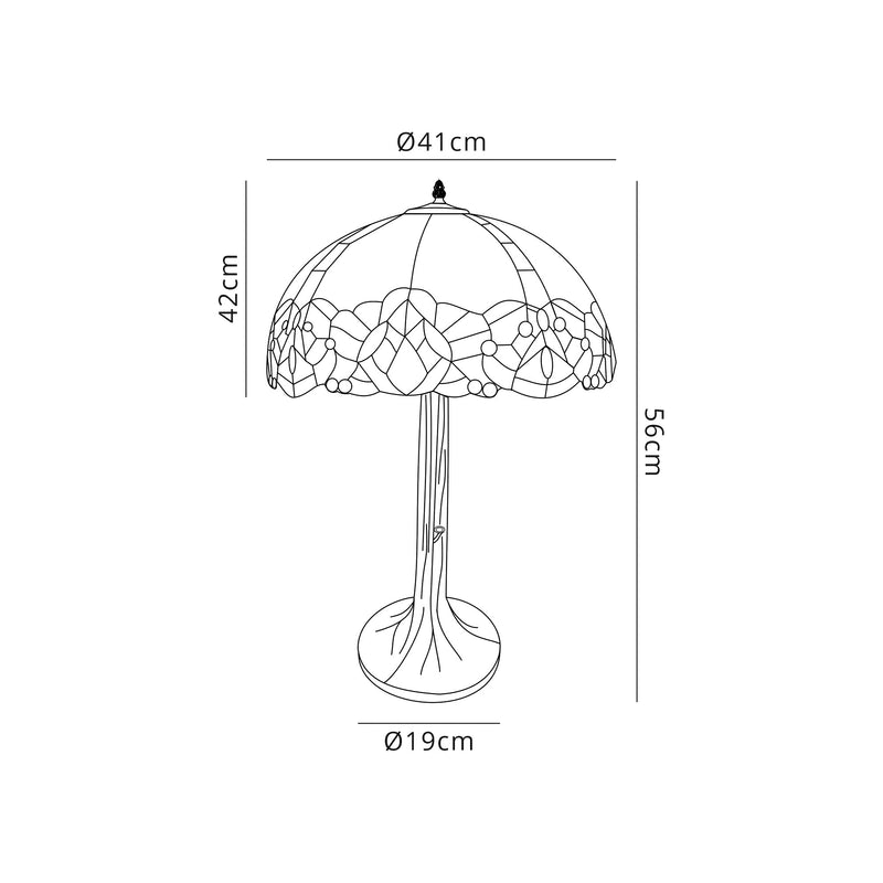 Regal Lighting SL-1333 2 Light Tree Tiffany Table Lamp 40cm Blue With Clear Crystal Shade