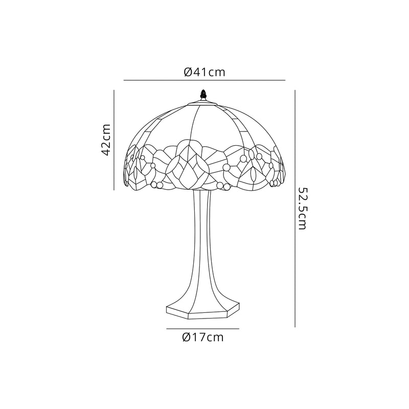 Regal Lighting SL-1331 2 Light Octagonal Tiffany Table Lamp 40cm Blue With Clear Crystal Shade