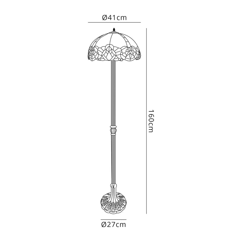 Regal Lighting SL-1323 2 Light Leaf Tiffany Floor Lamp 40cm Blue With Clear Crystal Shade
