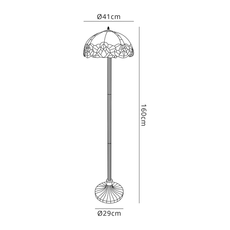 Regal Lighting SL-1322 2 Light Stepped Tiffany Floor Lamp 40cm Blue With Clear Crystal Shade