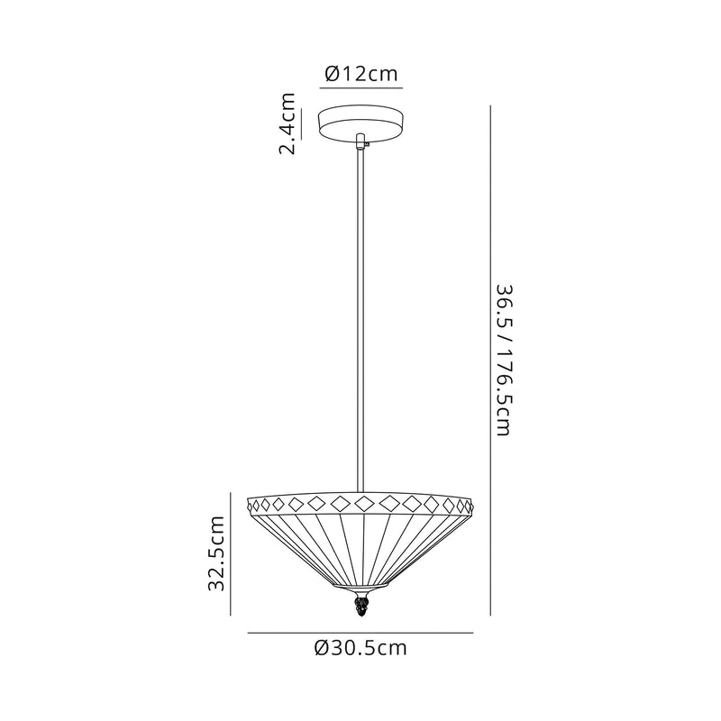 Regal Lighting SL-1270 1 Light 30cm Tiffany Uplighter Pendant  Amber And Cream With Clear Crystal Shade