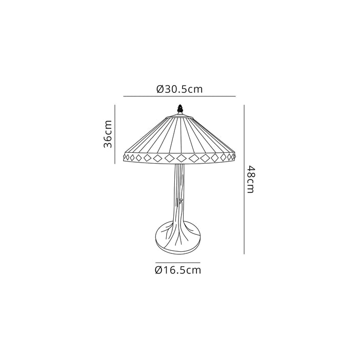 Regal Lighting SL-1269 1 Light Tree Tiffany Table Lamp 30cm Amber And Cream With Clear Crystal Shade