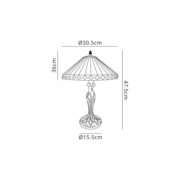 Regal Lighting SL-1268 1 Light Curved Tiffany Table Lamp 30cm Amber And Cream With Clear Crystal Shade