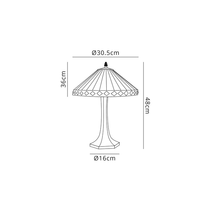 Regal Lighting SL-1267 1 Light Octagonal Tiffany Table Lamp 30cm Amber And Cream With Clear Crystal Shade