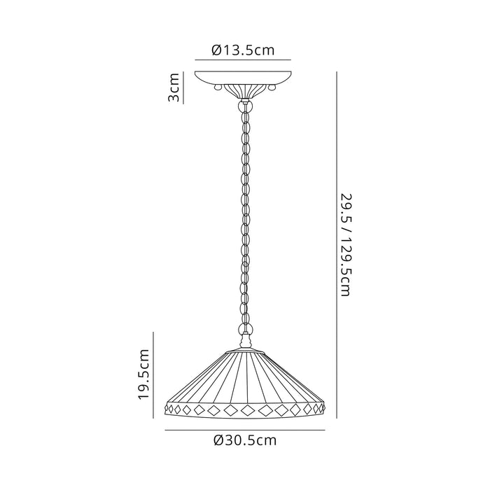Regal Lighting SL-1266 1 Light 30cm Tiffany Pendant  Amber And Cream With Clear Crystal Shade