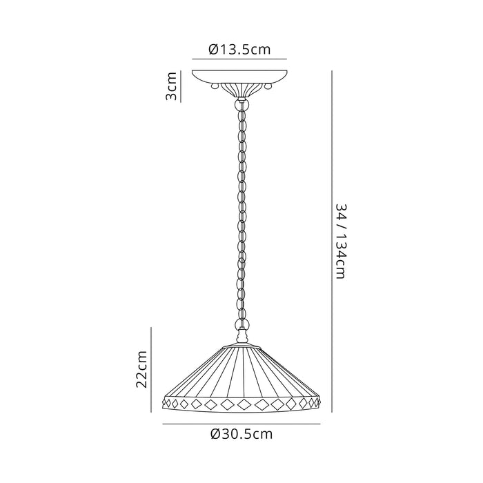 Regal Lighting SL-1265 2 Light 30cm Tiffany Pendant  Amber And Cream With Clear Crystal Shade