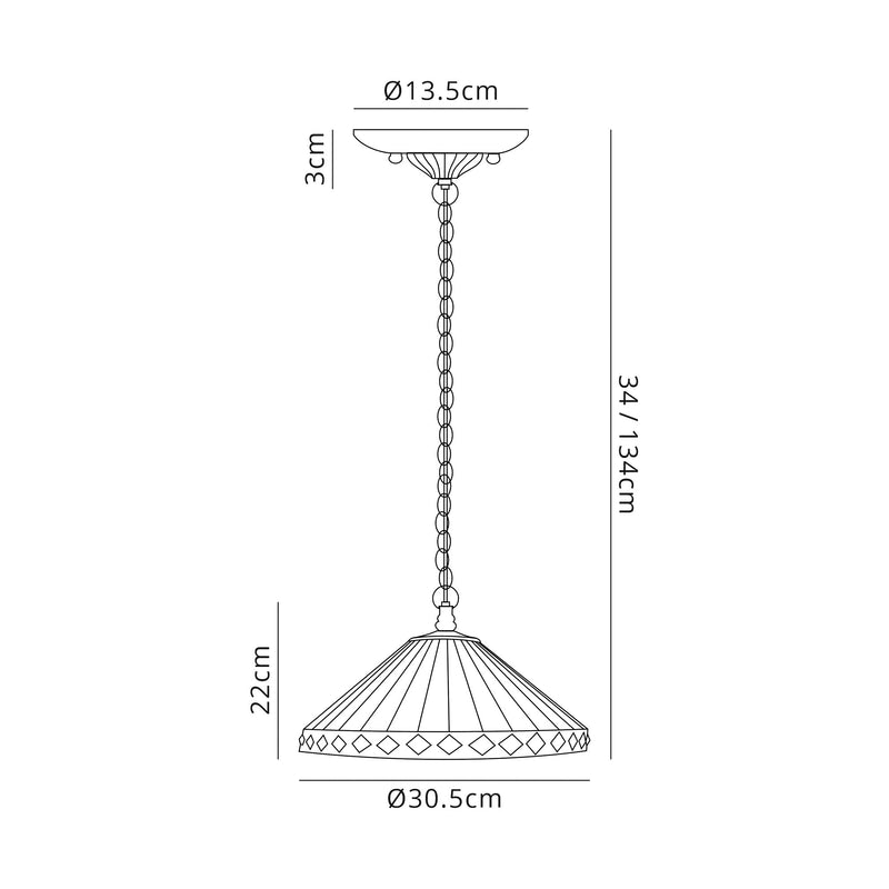 Regal Lighting SL-1264 3 Light 30cm Tiffany Pendant  Amber And Cream With Clear Crystal Shade