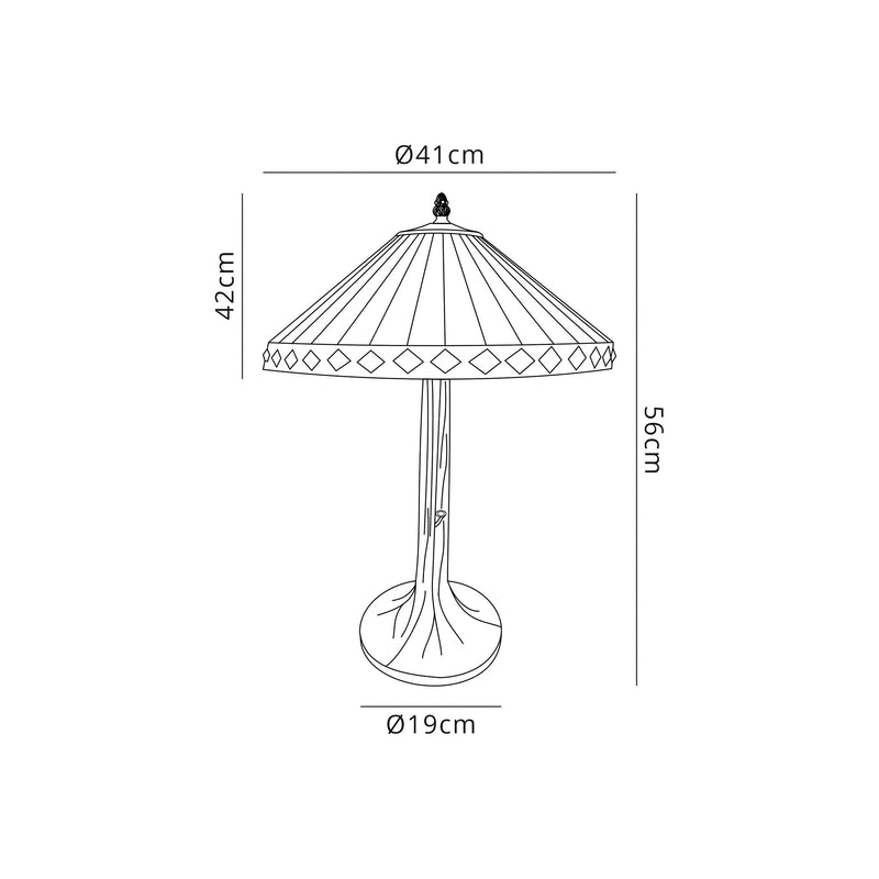 Regal Lighting SL-1259 2 Light Tree Tiffany Table Lamp 40cm Amber And Cream With Clear Crystal Shade