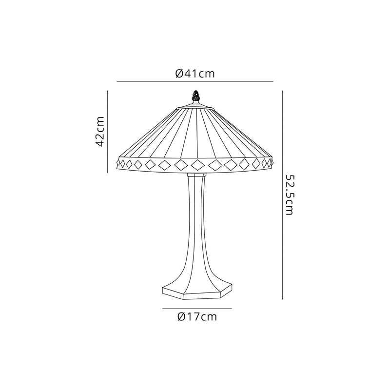 Regal Lighting SL-1257 2 Light Octagonal Tiffany Table Lamp 40cm Amber And Cream With Clear Crystal Shade