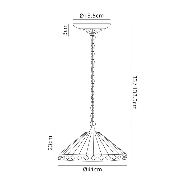 Regal Lighting SL-1256 1 Light 40cm Tiffany Uplighter Pendant Amber And Cream With Clear Crystal Shade