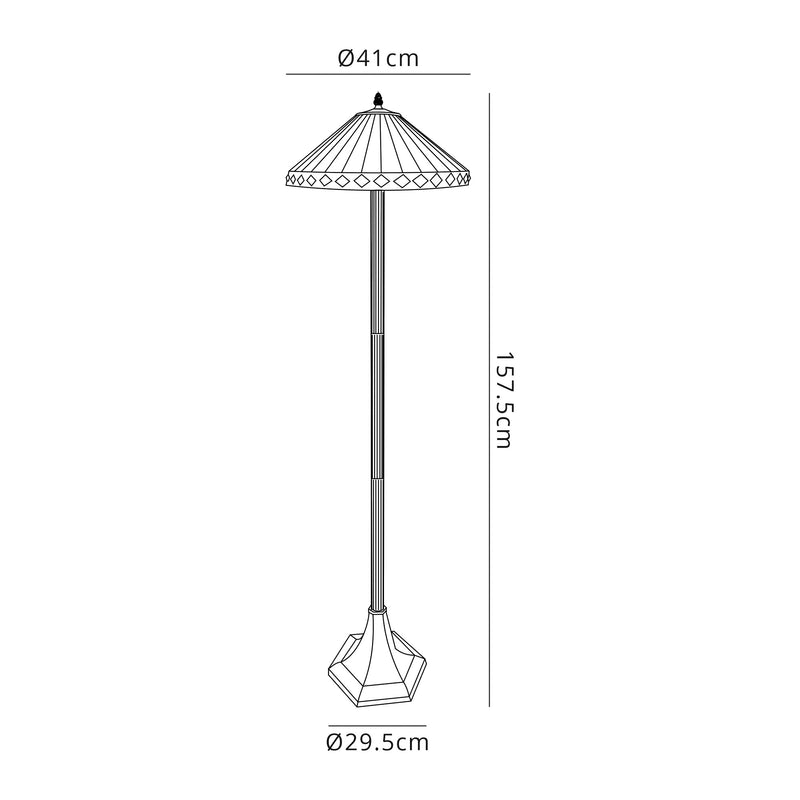 Regal Lighting SL-1251 2 Light Octagonal Tiffany Floor Lamp 40cm Cream And Amber With Clear Crystal Shade