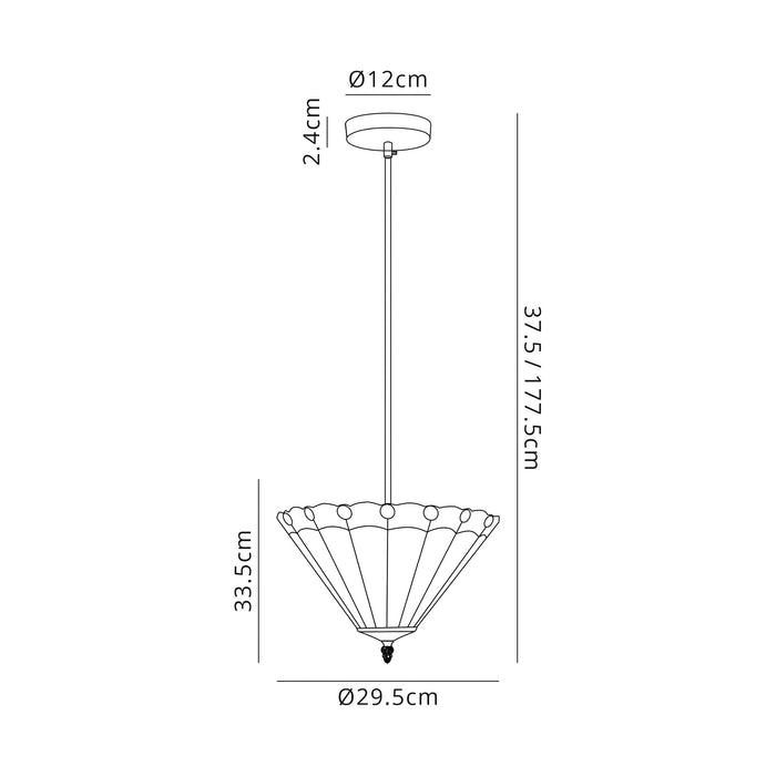 Regal Lighting SL-1248 1 Light 30cm Tiffany Uplighter Pendant Green And Cream With Clear Crystal Shade