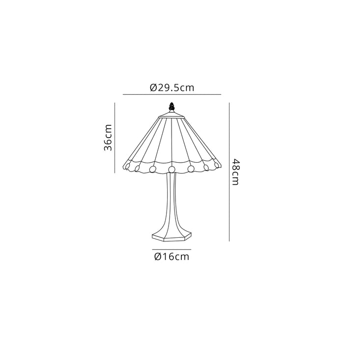 Regal Lighting SL-1245 1 Light Octagonal Tiffany Table Lamp 30cm Green And Cream With Clear Crystal Shade