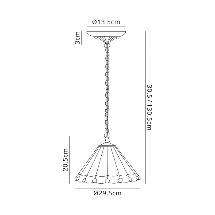 Regal Lighting SL-1244 1 Light 30cm Tiffany Pendant  Green And Cream With Clear Crystal Shade