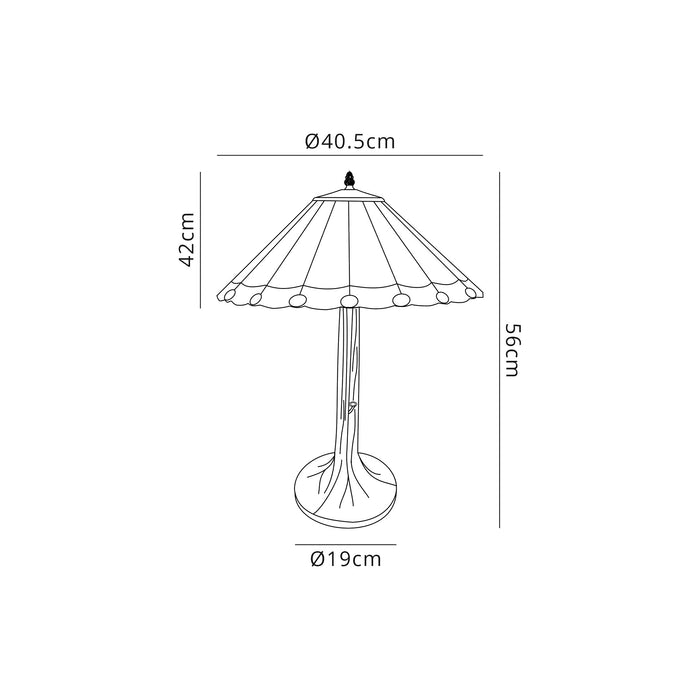 Regal Lighting SL-1237 2 Light Tree Tiffany Table Lamp 30cm Green And Cream With Clear Crystal Shade