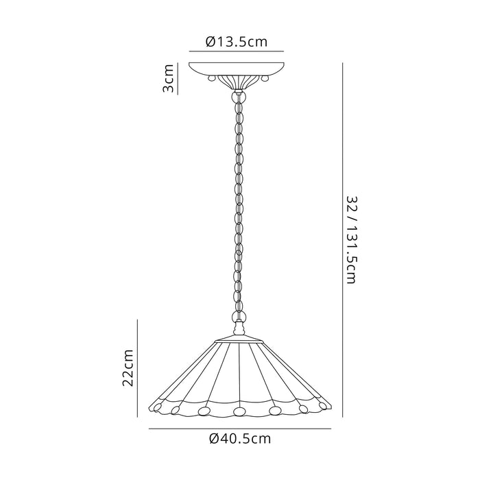 Regal Lighting SL-1234 1 Light 40cm Tiffany Pendant  Green And Cream With Clear Crystal Shade