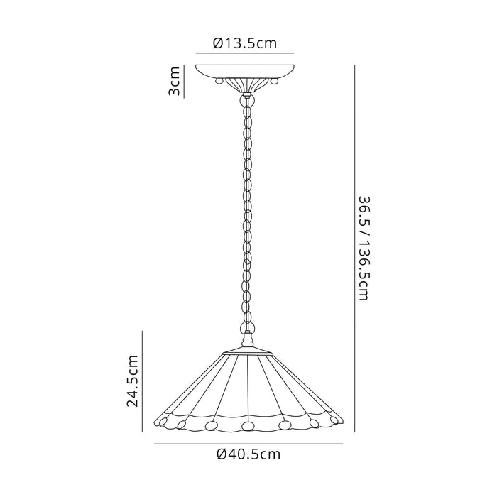 Regal Lighting SL-1232 3 Light 40cm Tiffany Pendant  Green And Cream With Clear Crystal Shade