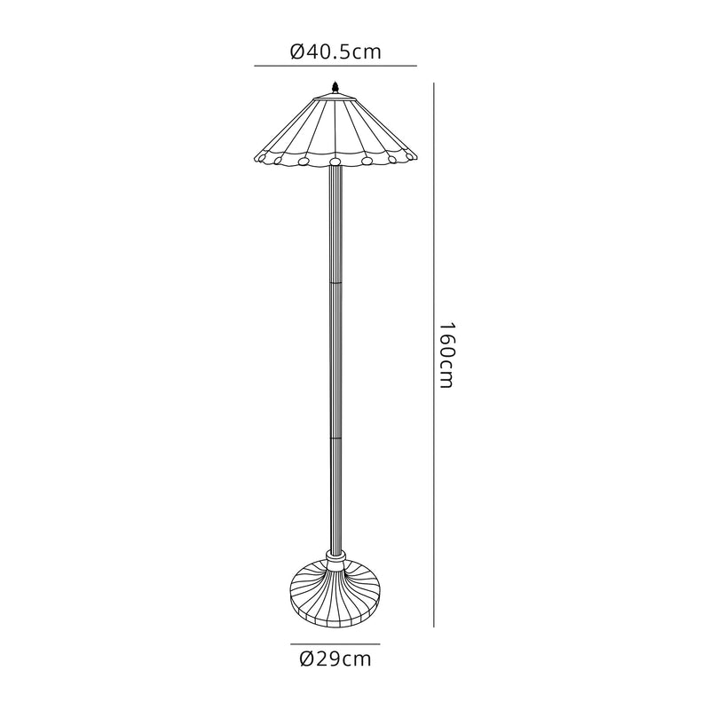 Regal Lighting SL-1227 2 Light Stepped Tiffany Floor Lamp 40cm Cream And Green With Clear Crystal Shade