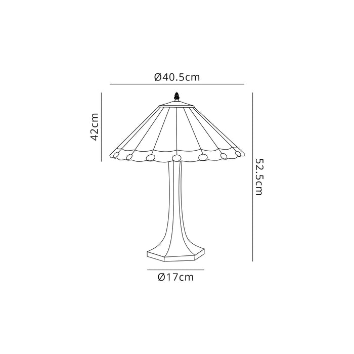 Regal Lighting SL-1213 2 Light Octagonal Tiffany Table Lamp 40cm Amber And Cream With Clear Crystal Shade