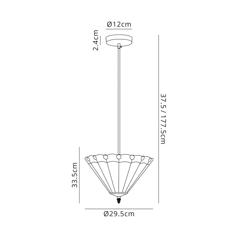 Regal Lighting SL-1204 1 Light 30cm Tiffany Uplighter Pendant Red And Cream With Clear Crystal Shade