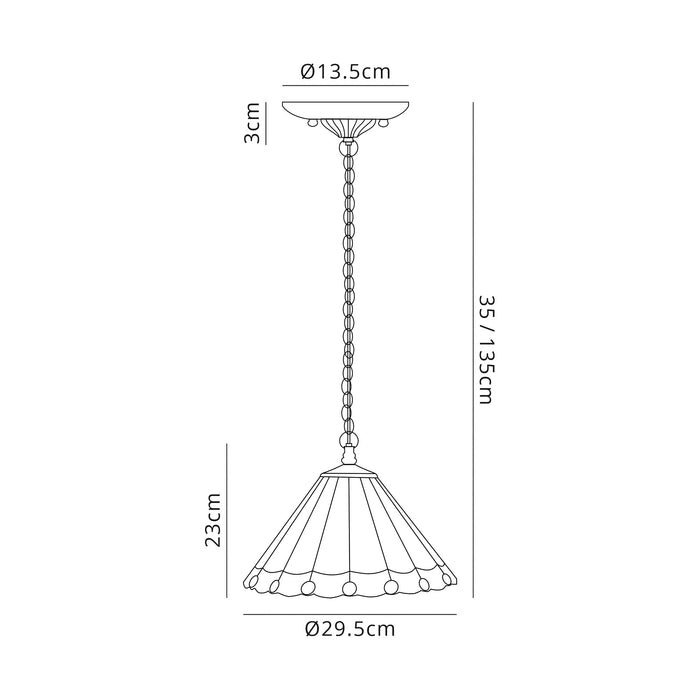 Regal Lighting SL-1198 3 Light 30cm Tiffany Pendant  Red And Cream With Clear Crystal Shade