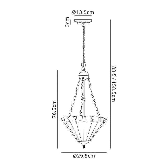 Regal Lighting SL-1150 3 Light 30cm Tiffany Uplighter Pendant Grey And Cream With Clear Crystal Shade