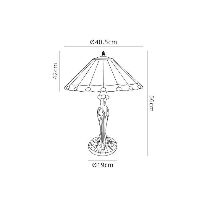Regal Lighting SL-1148 2 Light Curved Tiffany Table Lamp 40cm Grey And Cream With Clear Crystal Shade